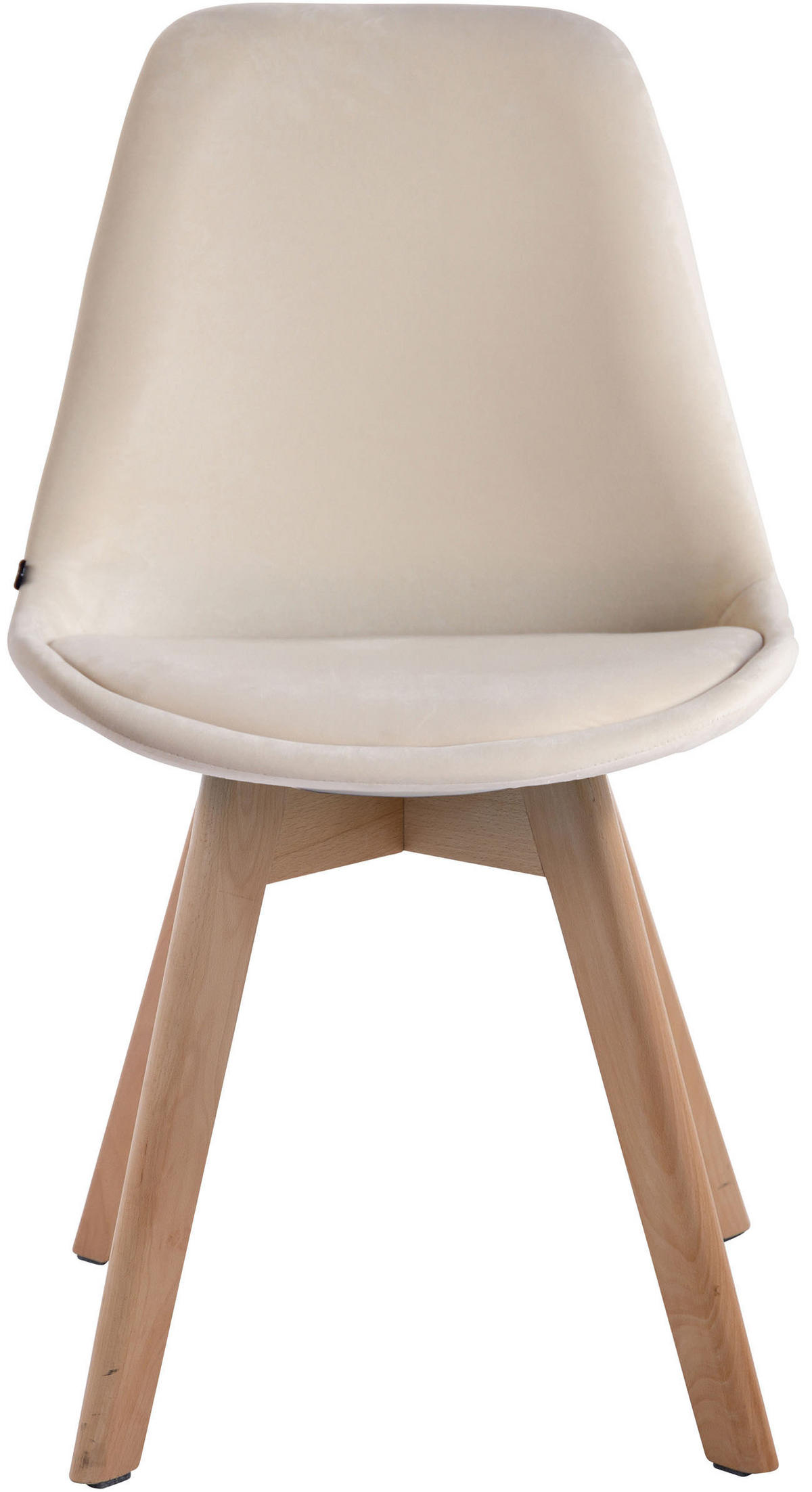 STUHL Samt creme - Eukalyptusholzfarben/Creme, Holz/Textil (48/84/55cm) - CLP