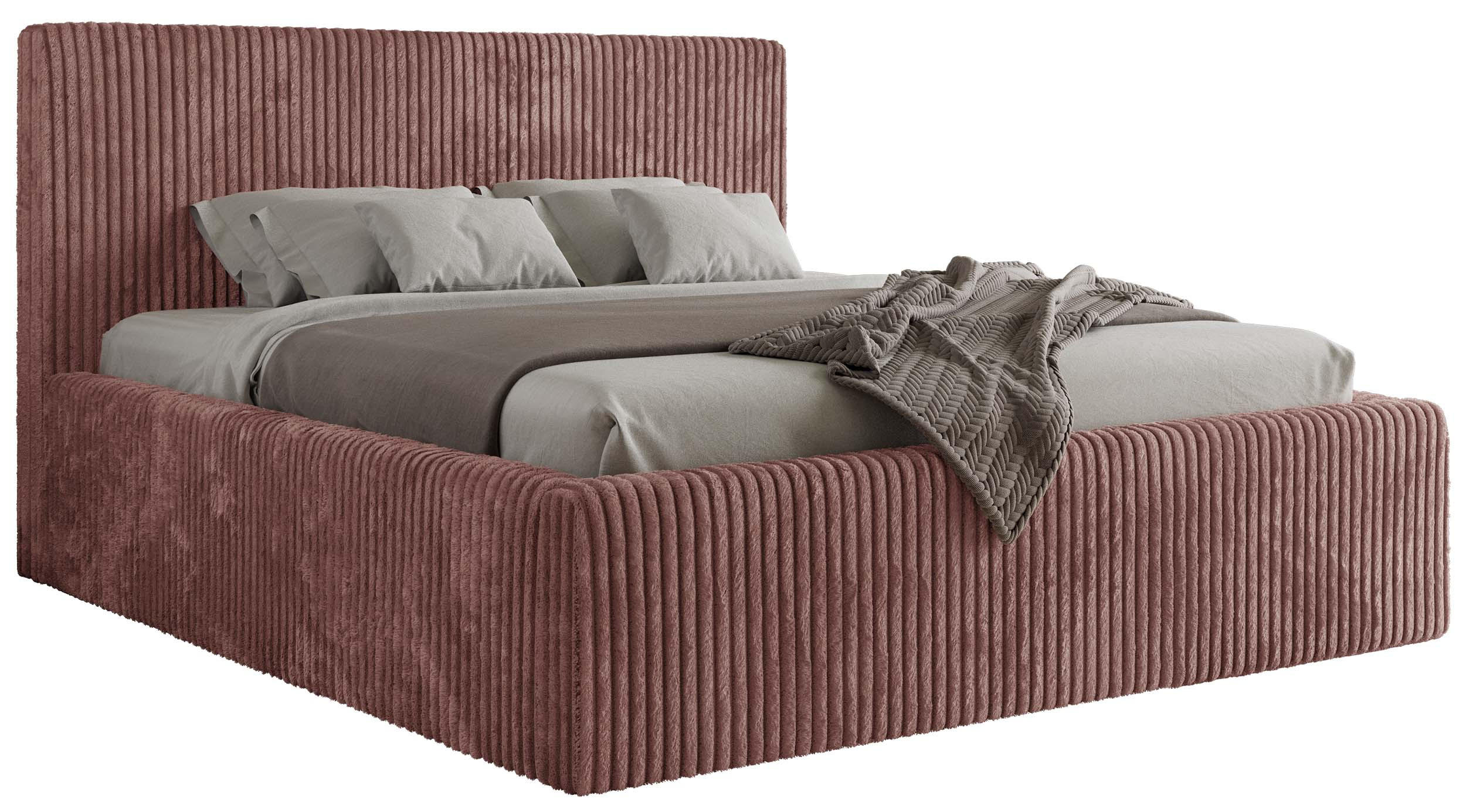 POLSTERBETT TILIANO CLASSIC 160/200 - Rosa Cord - Pocket-Matratze - Rosa, Textil (160/200cm) - MKS