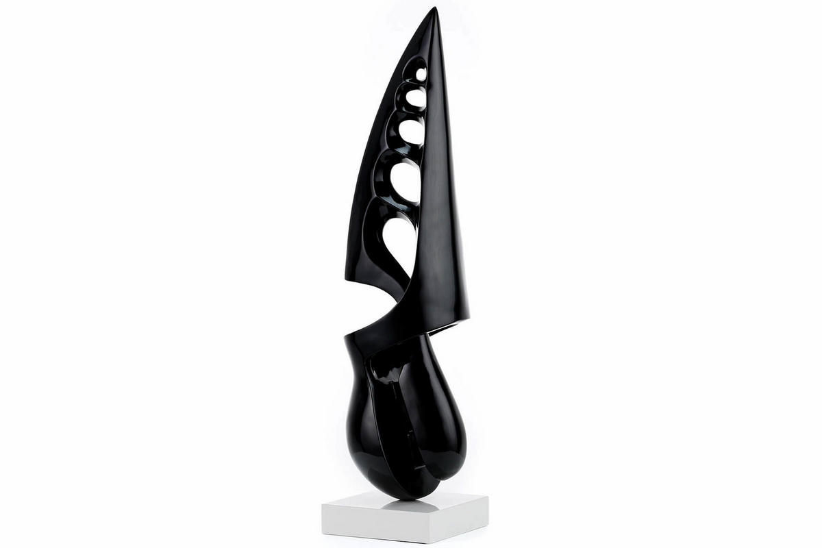 SKULPTUR Schwarz 15/56 cm - Schwarz, Stein (2.75/56/15cm) - KUNSTLOFT
