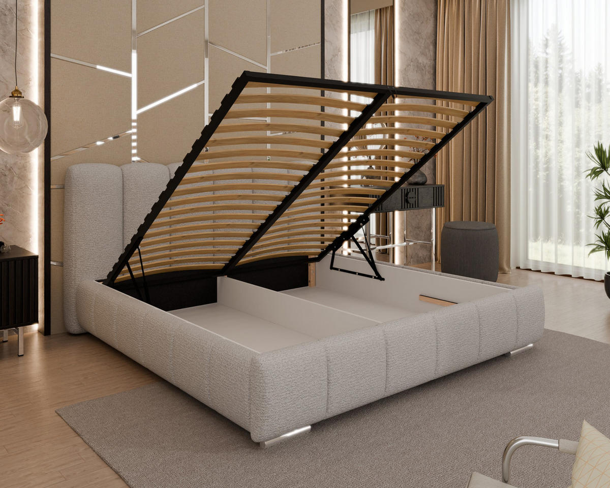 POLSTERBETT Zaira 180x200cm – Elegantes Polsterbett für modernen Wohnstil , ohne matratze, Sandfarben - Sandfarben, Holz (180/200cm) - Homesy