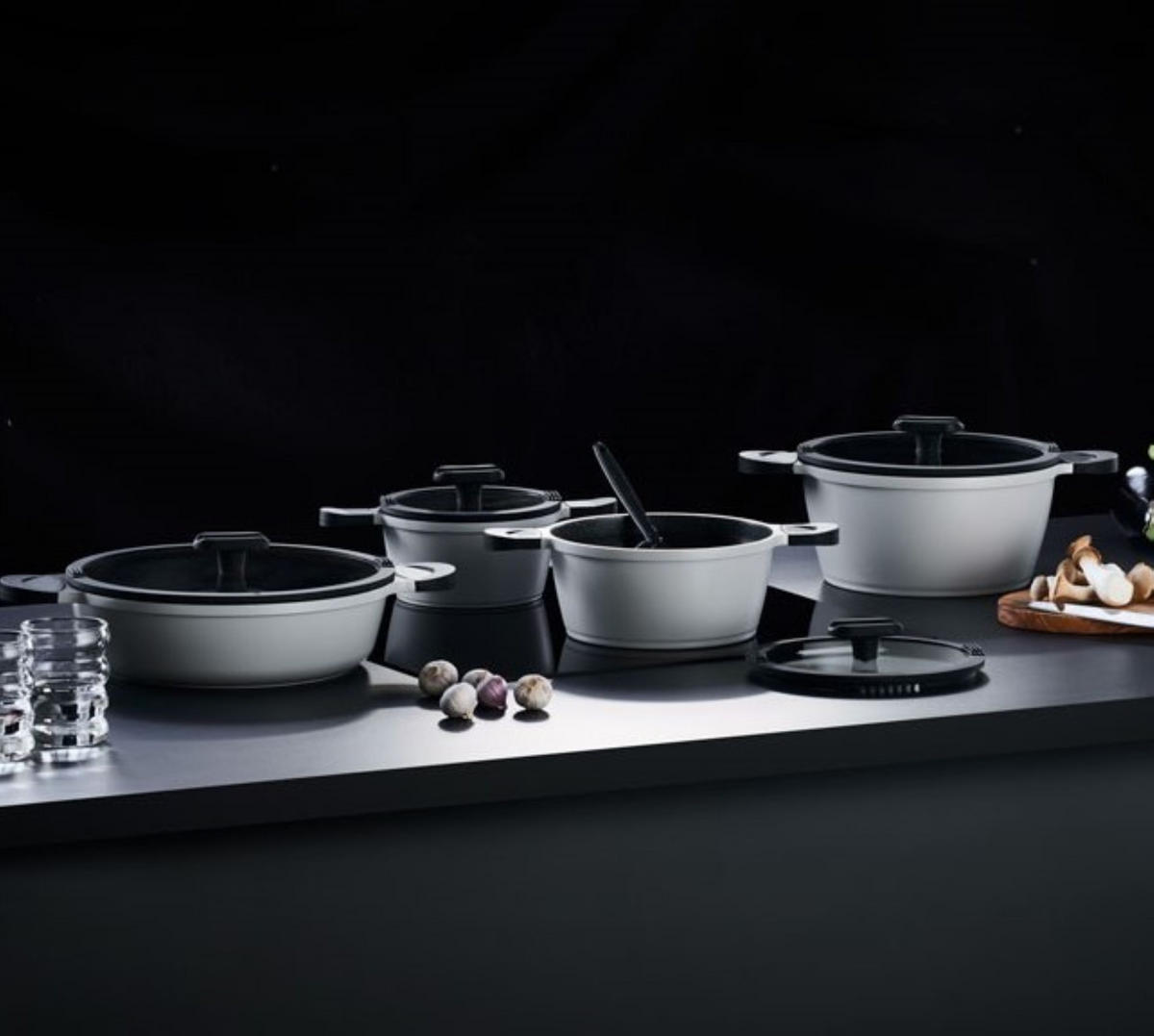 KOCHTOPFSET Happiness greyline - Grau, Metall - Mulex
