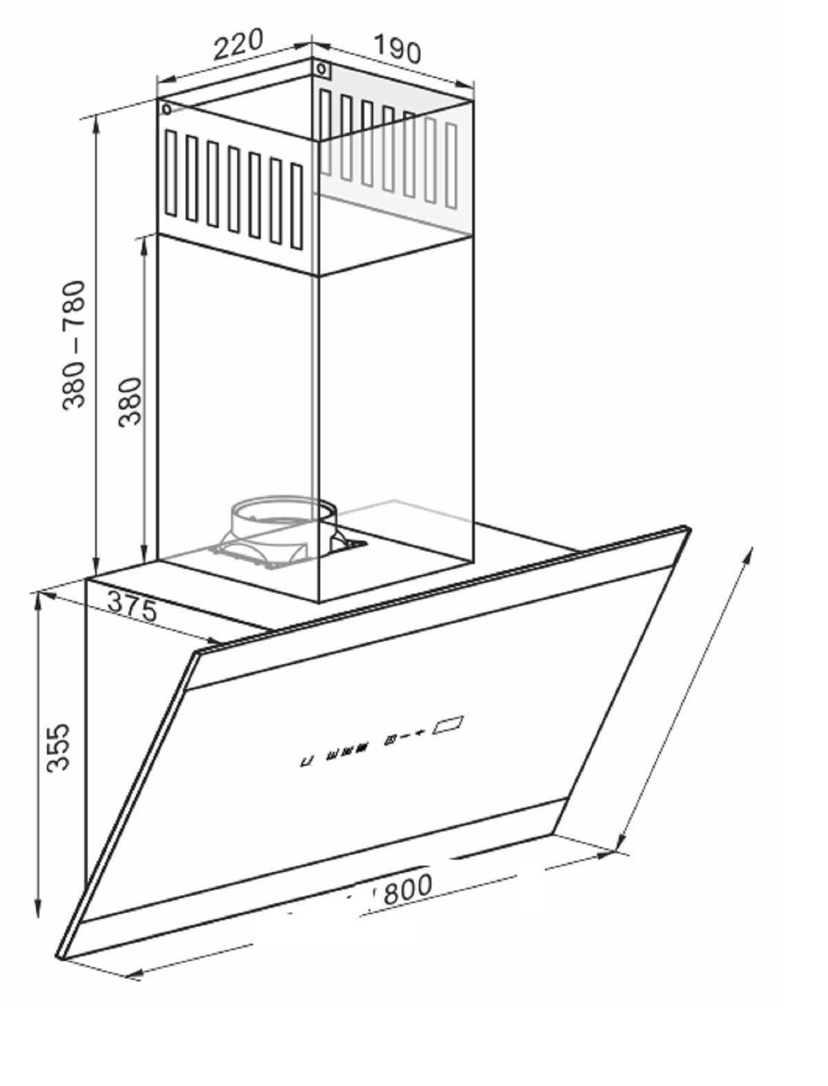 DUNSTABZUGSHAUBE AT 8435 Eco 80 cm Schwarz - Schwarz, Glas/Metall (80/75.5/37.5cm) - Kaiser Küchengeräte