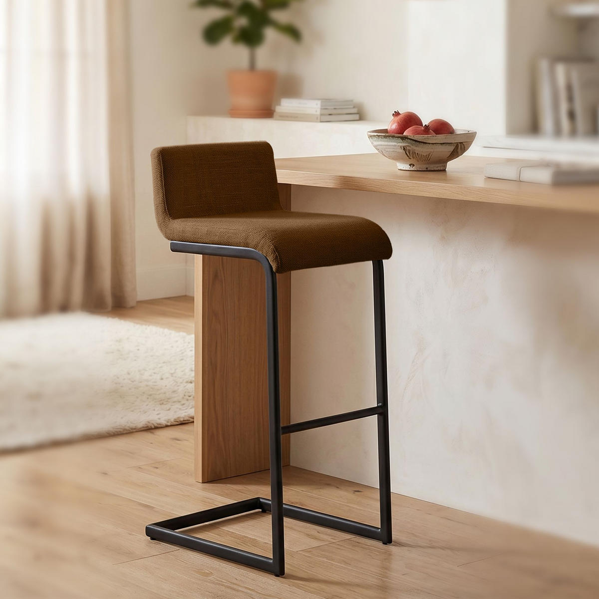 BARHOCKER 2 Stoff Braun - Schwarz/Braun, Textil/Metall (40/96/50cm) - CLP