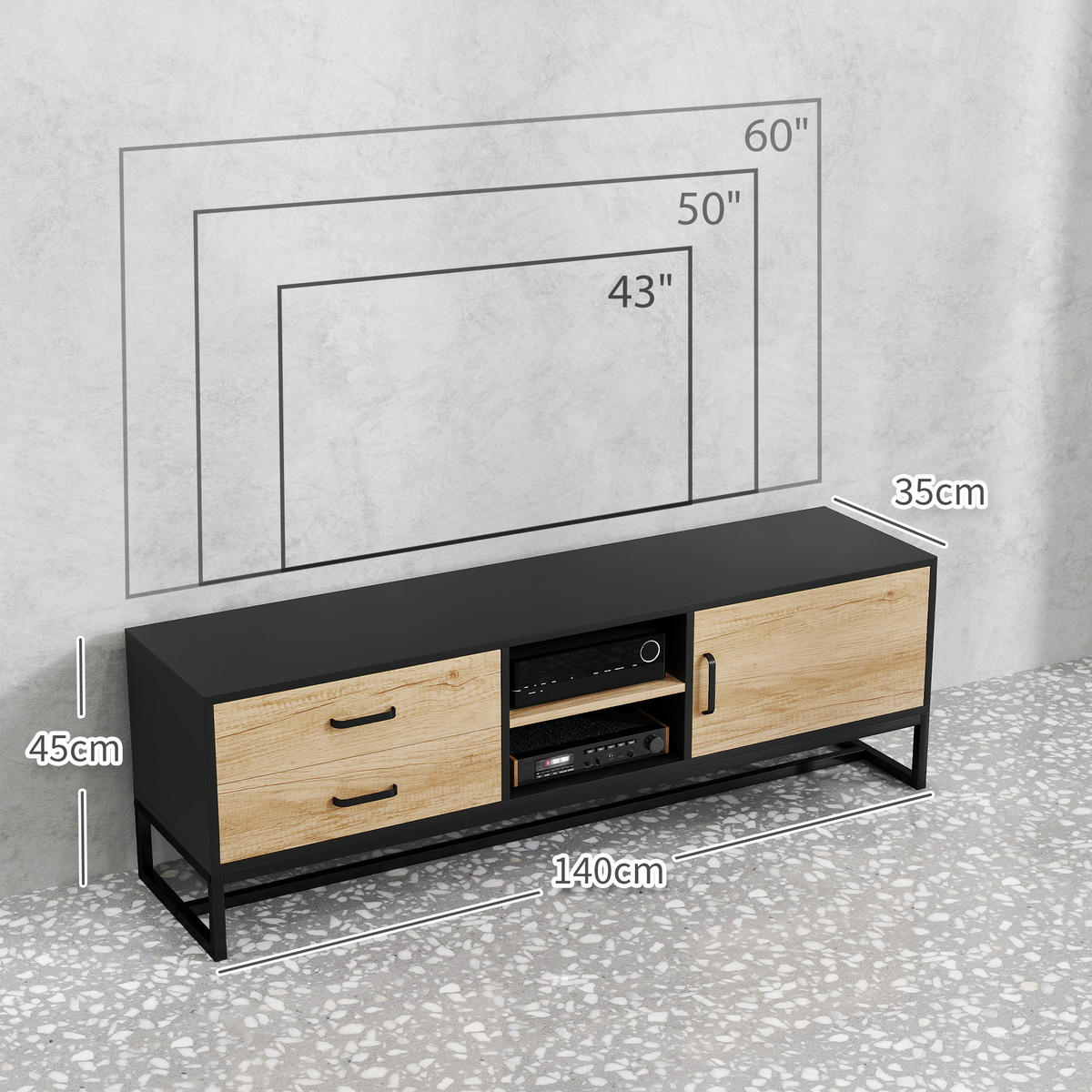 TV-MÖBEL Braun 1 Stück - Braun, Holzwerkstoff (140/45/35cm) - GiPP