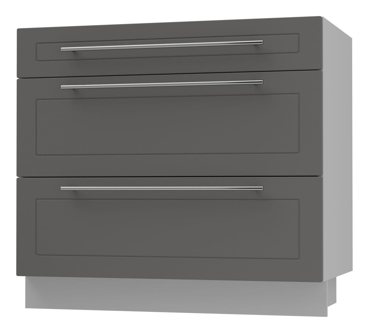 SCHUBLADENUNTERSCHRANK Kvantum D3A/90 90 / 50 / 82cm - Graphitfarben/Grau, Holz/Holzwerkstoff (90/82/50cm) - Feldmann-Wohnen