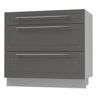 SCHUBLADENUNTERSCHRANK Kvantum D3A/90 90 / 50 / 82cm - Graphitfarben/Grau, Holz/Holzwerkstoff (90/82/50cm) - Feldmann-Wohnen