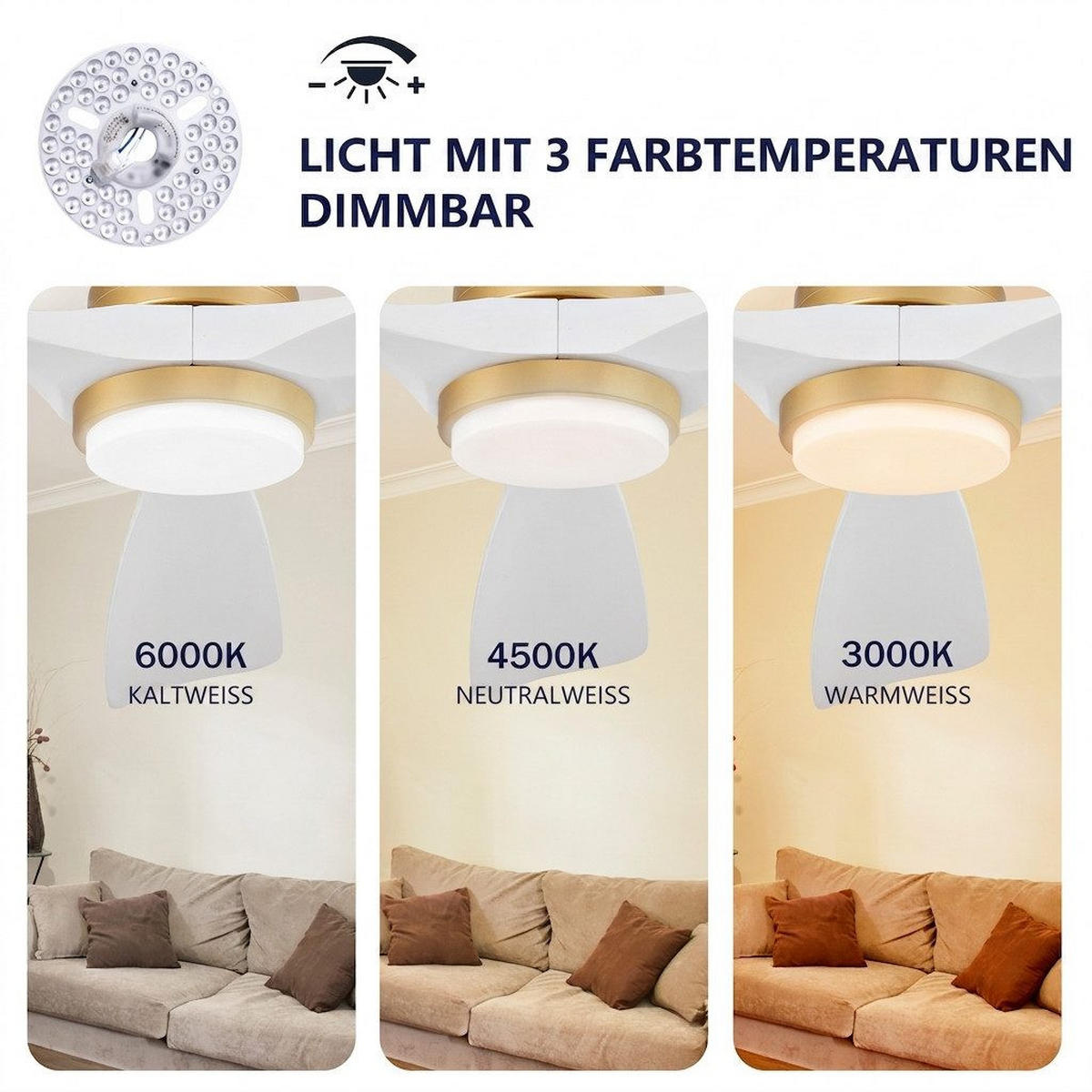 DECKENVENTILATOR & LED Beleuchtung Vor-/Rücklauf reversibler DC-Motor - Weiß, Metall (132/132/45.7cm) - BEXEVUE