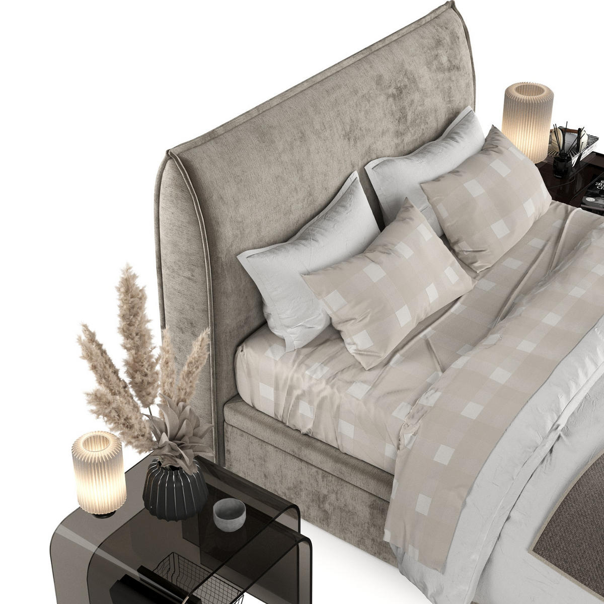 POLSTERBETT Tuvalu mit Stauraum 120/200 cm Beige im Lotta Stoff - Beige/Schwarz, Holz/Holzwerkstoff (120/200cm) - AltaBeds