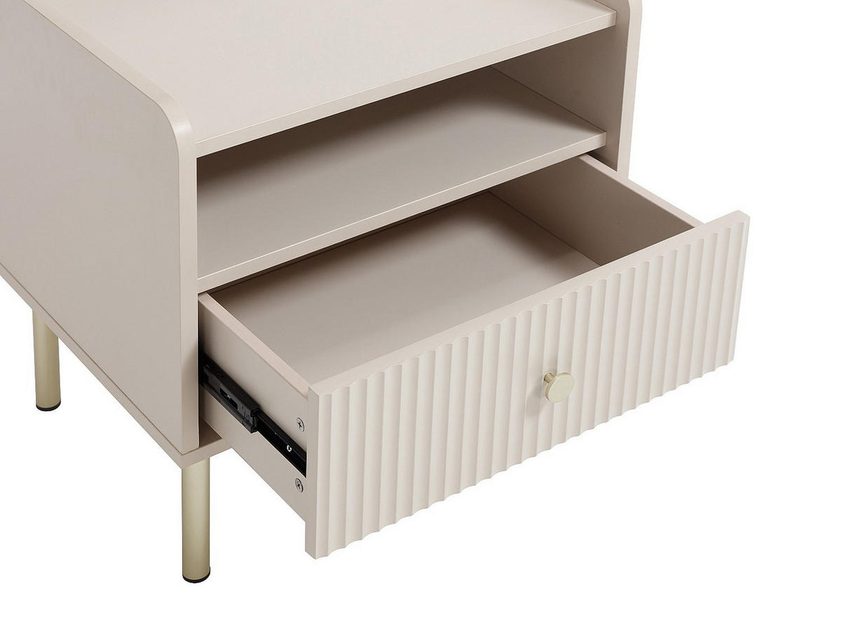 NACHTTISCH 2er-Set mit 1 Schublade und 1 Nische - Beige und Gold - LUNAOR - Beige, Holz (50/54/40cm) - Vente-Unique