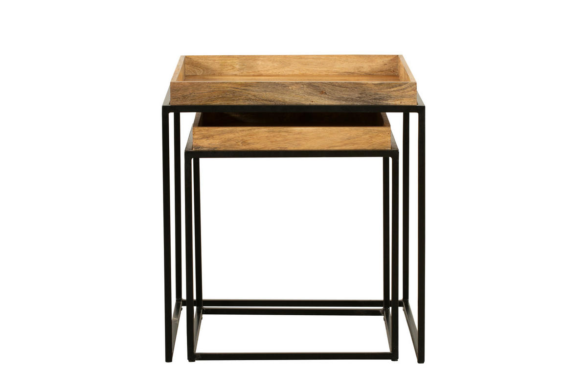 BEISTELLTISCH Gerd 2er Set Mangoholz Braun 55x55x55cm - Braun, Holz (55/55/55cm) - DELUKE