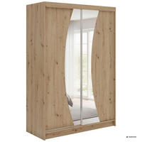 SCHWEBETÜRENSCHRANK 150 - VERONA - Eiche Artisan mit Spiegel - Alufarben/Eiche Artisan, Holzwerkstoff/Metall (150/216/61cm) - MKS