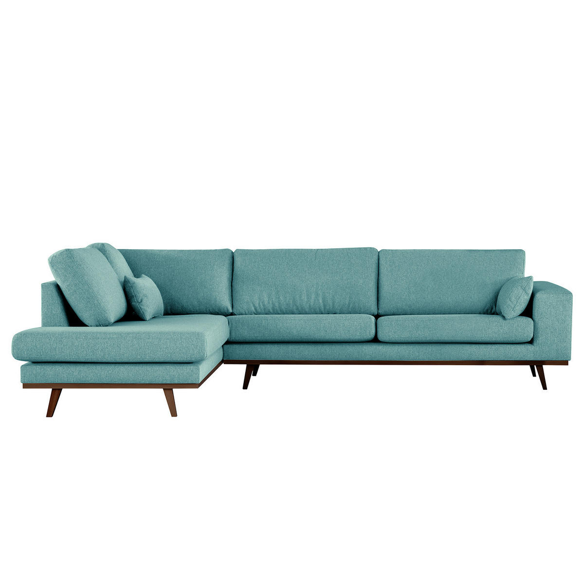 ECKSOFA mit Ottomane - Buchefarben/Petrol, Buchenholz/Textil (287/219cm) - home24