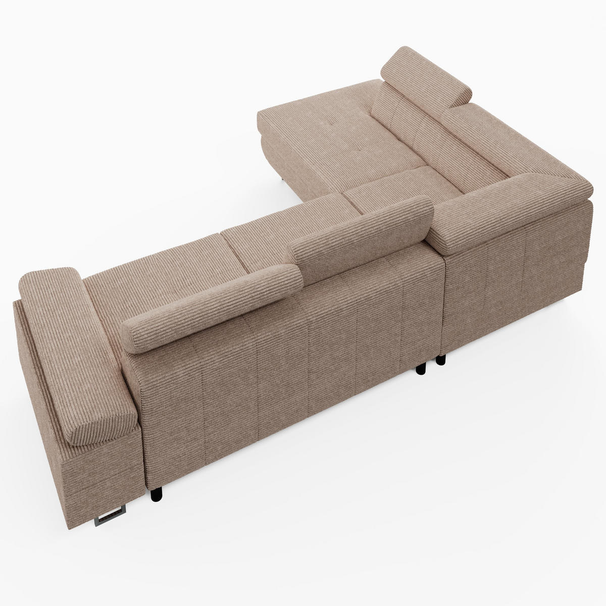 ECKSOFA CAROLINE Links Rosa Cord-Stoff L-Form Couch mit Schlaffunktion & Bettkasten - Chromfarben/Pink, Textil (253/190cm)