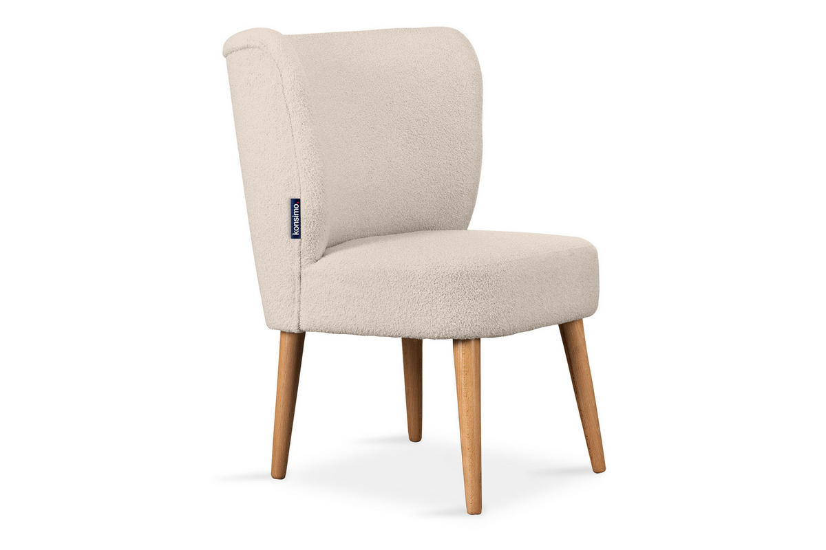 COCKTAILSESSEL APPA auf hohen Beinen aus Buchenholz gebeizter Eiche, Ecru/Eiche Dekor - Ecru/Eichefarben, Holz/Textil (63/89/65cm) - KONSIMO®