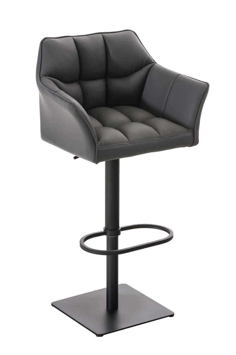 BARHOCKER Damaso 88x64x45 cm Grau - Grau, Leder (64/88/45cm) - furnicato