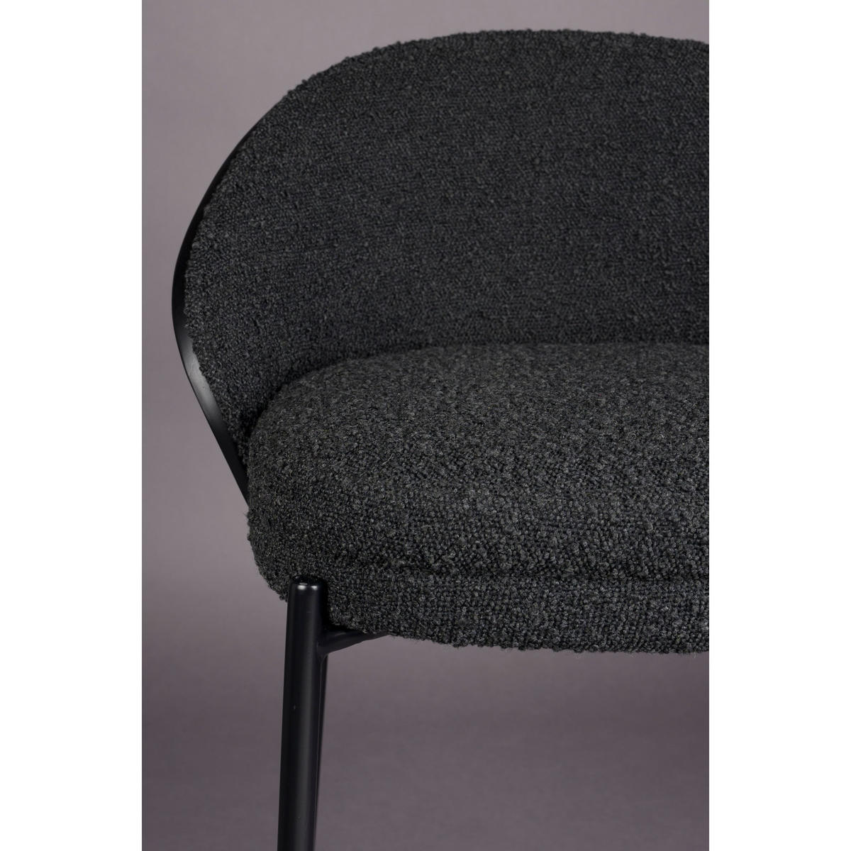 BARHOCKER Rodin Rückenlehne 65 cm Bouclé Schwarz - 2 er Set - Schwarz, Kunststoff (53/87/50cm) - Dutchbone