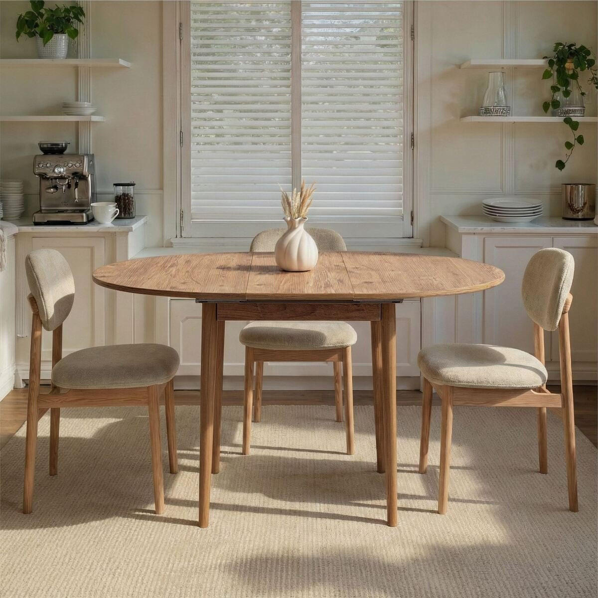 ESSTISCH ausziehbarer von 100 bis 131 cm mit runder Tischplatte 100/100/75 cm - Kieferfarben, Holzwerkstoff (111/100/75cm) - Calicosy