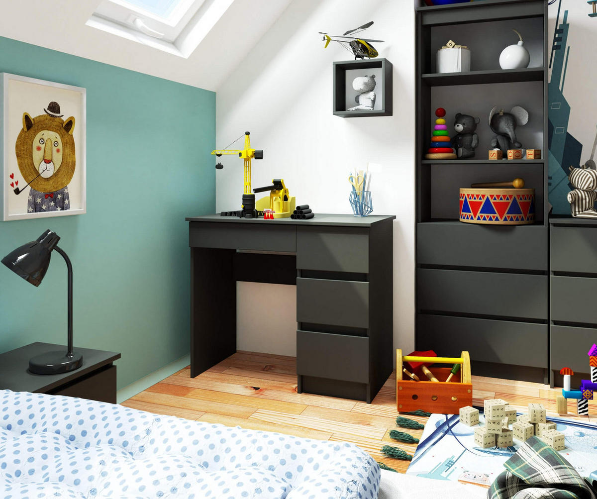 SCHREIBTISCH Graphit Grau 77/90/50 - Graphitfarben, Holzwerkstoff (50/90/77cm) - RAUMHIRSCH FURNITURE