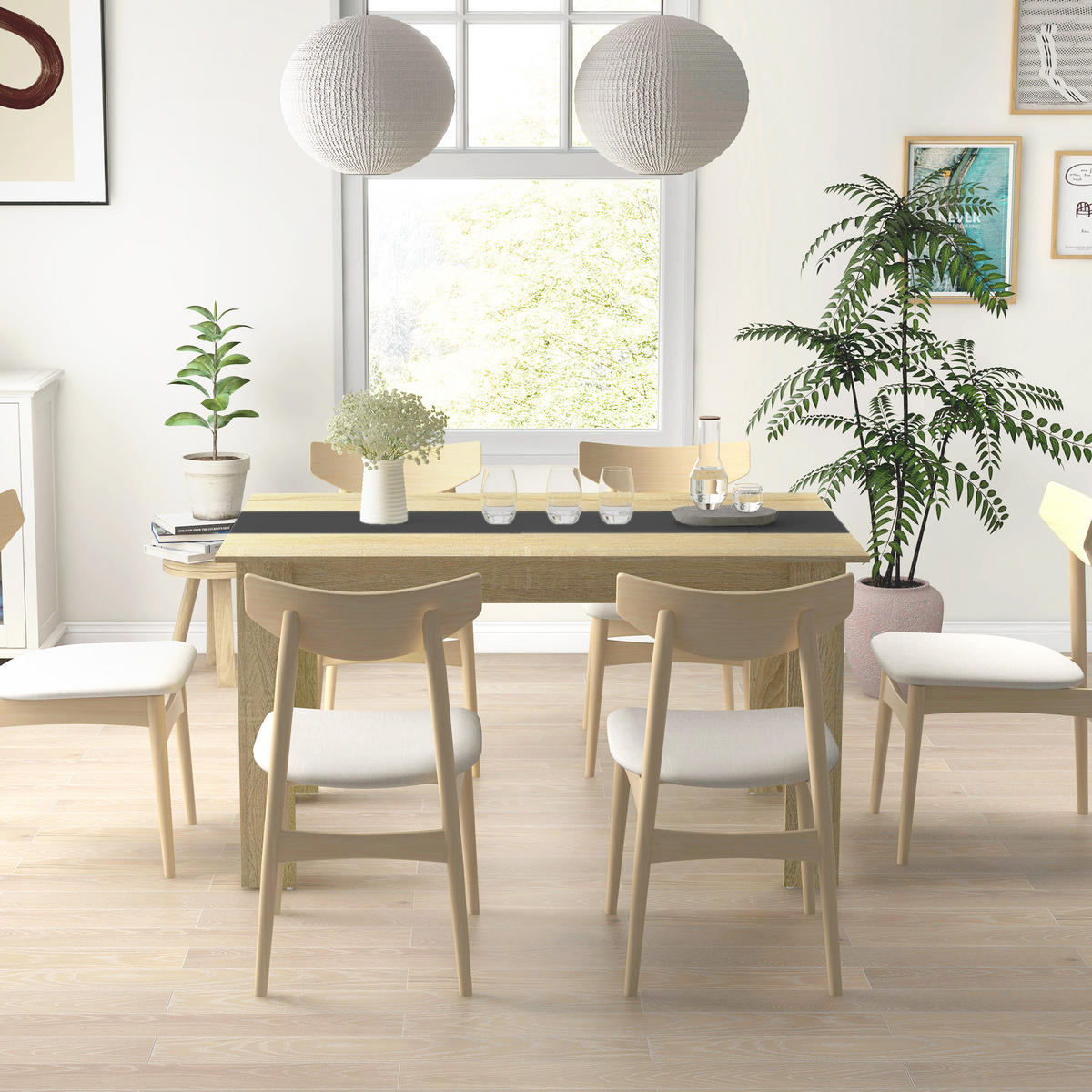 ESSTISCH Naturfarben Schwarz Skandinavischer Stil 140/89,5/75,5 cm - Eichefarben, Holz (89.5/140/75cm) - PANGIVO