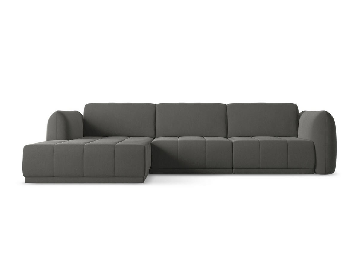 ECKSOFA Links Samt Stoff Grau - Dunkelgrau/Schwarz, Kunststoff/Textil (170/290cm) - Makamii
