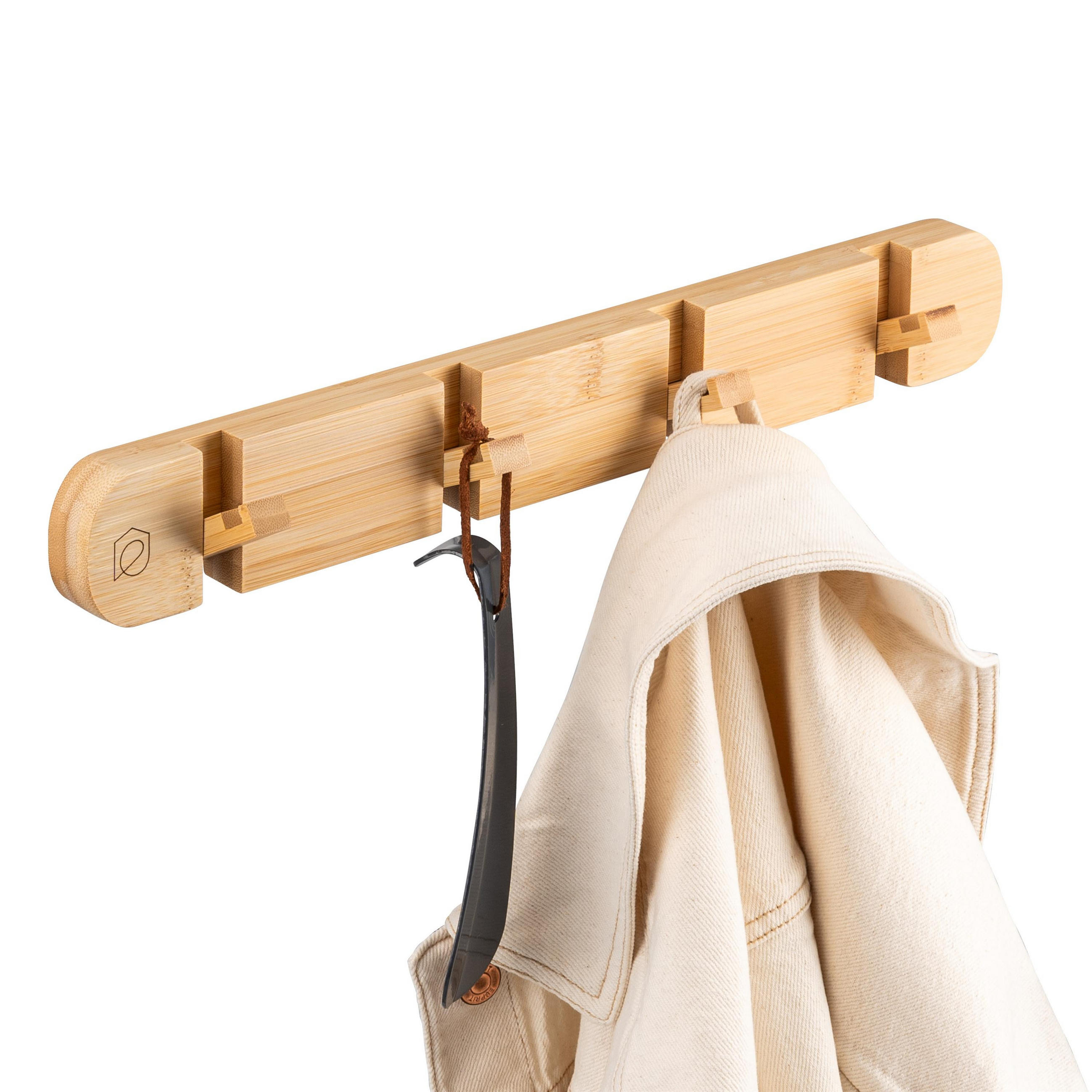HAKENLEISTE, Bambus - Braun, Holz (40/5.5/5cm) - eluno