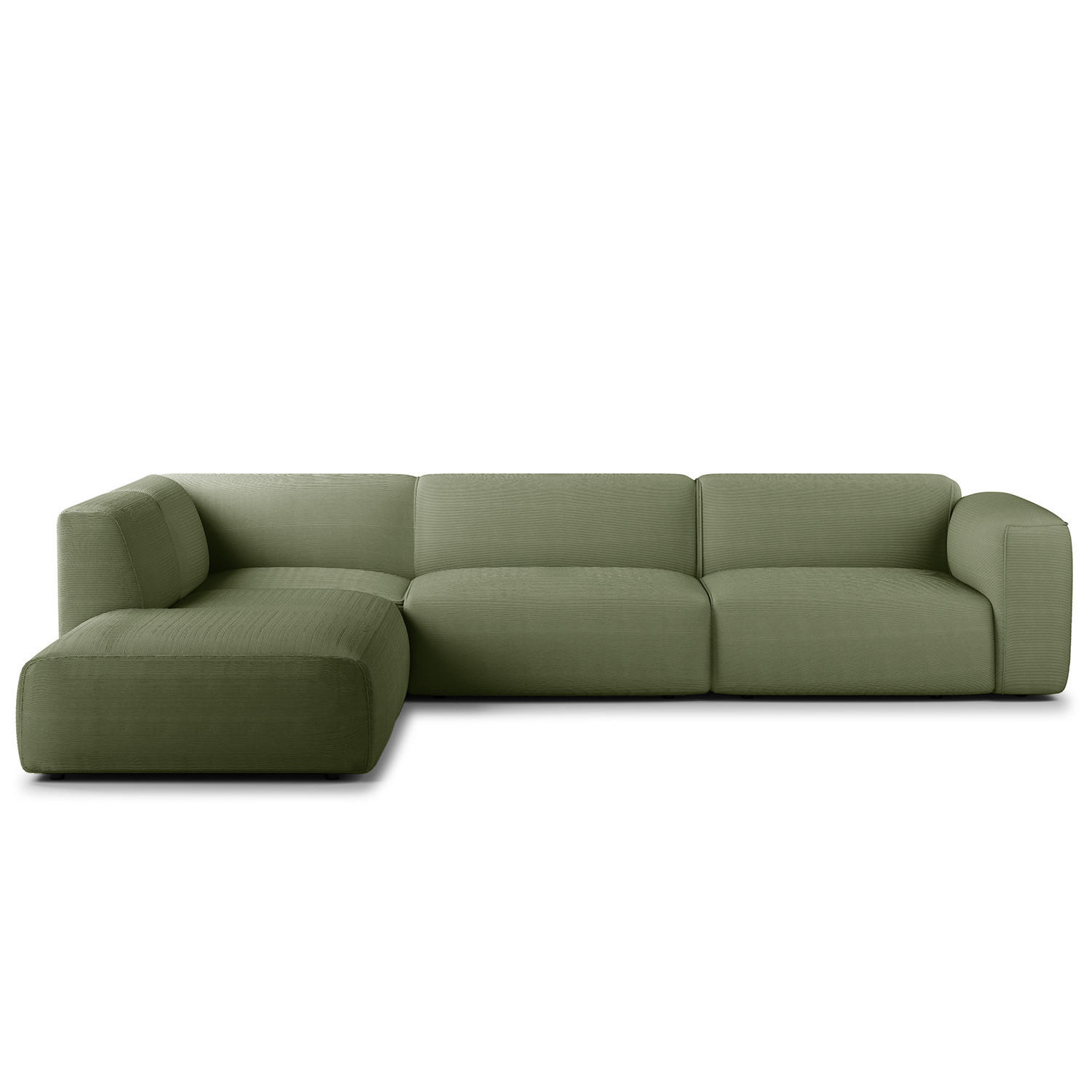 3-SITZER ECKSOFA mit Recamiere - Dunkelgrün/Schwarz, Textil (295/231cm) - home24