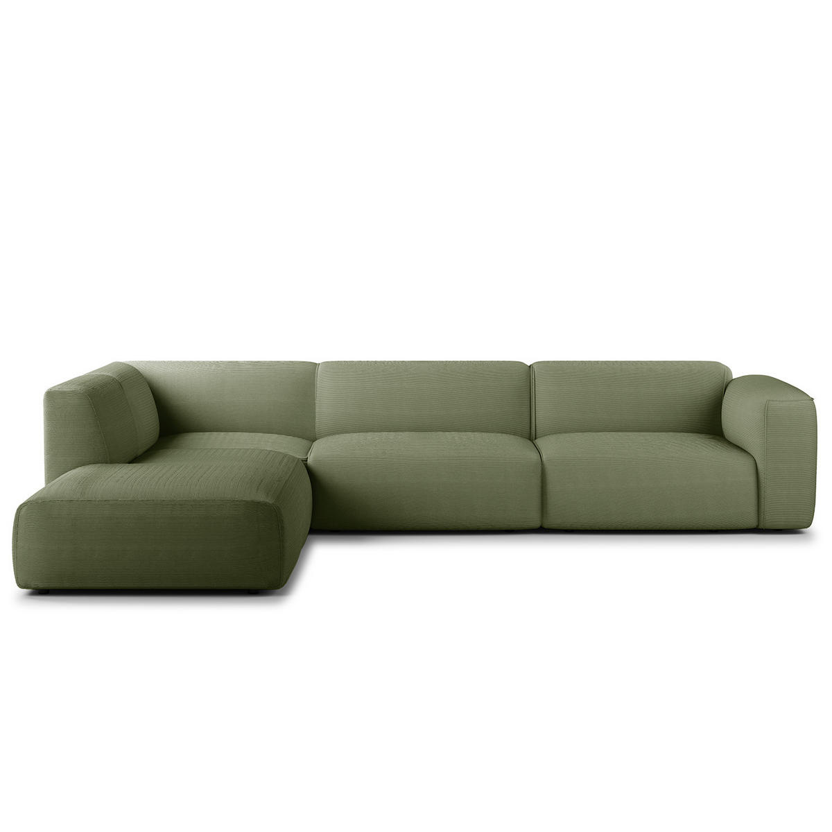 3-SITZER ECKSOFA mit Recamiere - Dunkelgrün/Schwarz, Textil (295/231cm) - home24