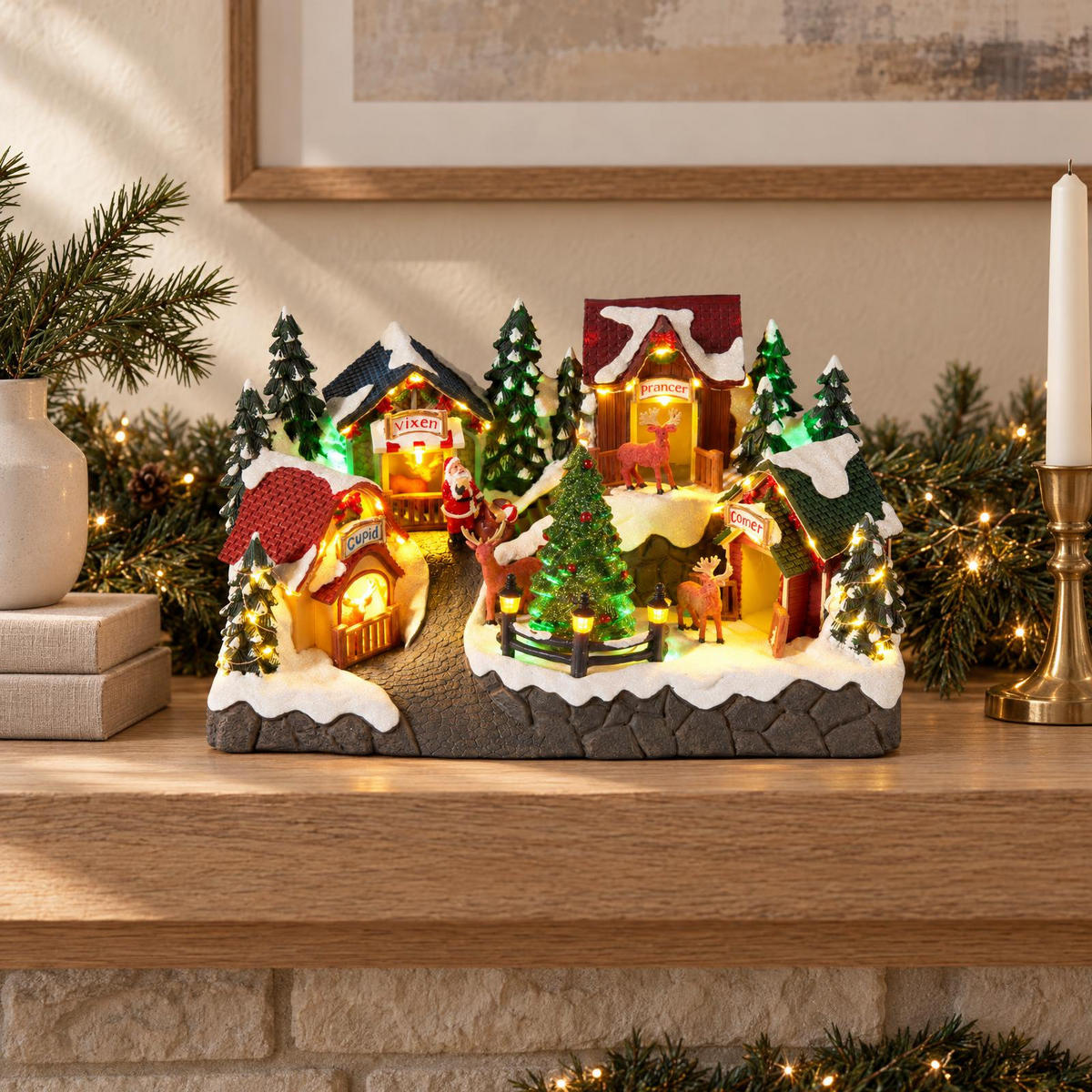 WEIHNACHTSSZENE mit Beleuchtung 33,5/18/20 cm - Multicolor, Kunststoff (18/20/33.5cm) - Home Styling Collection