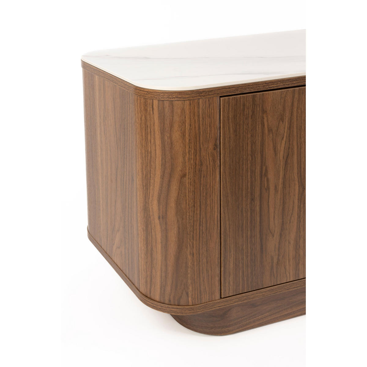 LOWBOARD Almira Niedrig 180 cm / Marmoroptik Walnussfarbe - Braun, Holzwerkstoff (180/50/40cm) - Housecraft Living