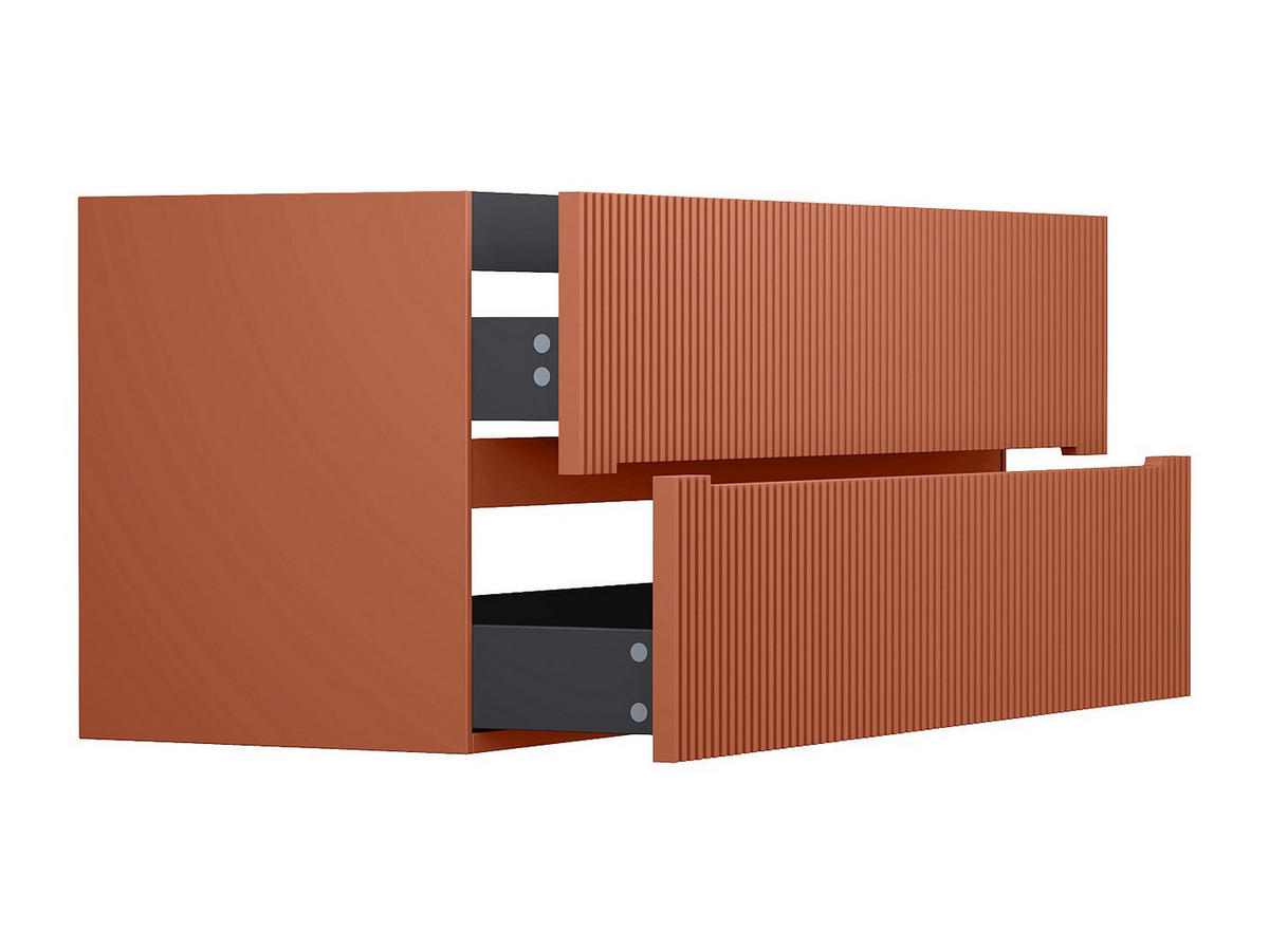 WASCHBECKENUNTERSCHRANK - 120cm x 45.5cm - MDF - terracotta - PAVANI - Braun, Holz (120/55/45.5cm) - Vente-Unique