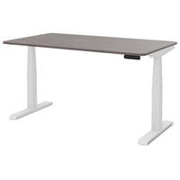 SCHREIBTISCH Elektrisch Höhenverstellbarer Familien Schreibtisch Pitino Curved Sichtbeton Anthrazit Signalweiß 120/70/52.5-121cm - Schieferfarben/Weiß, Holzwerkstoff/Metall (70/120/121cm) - ASSMANN
