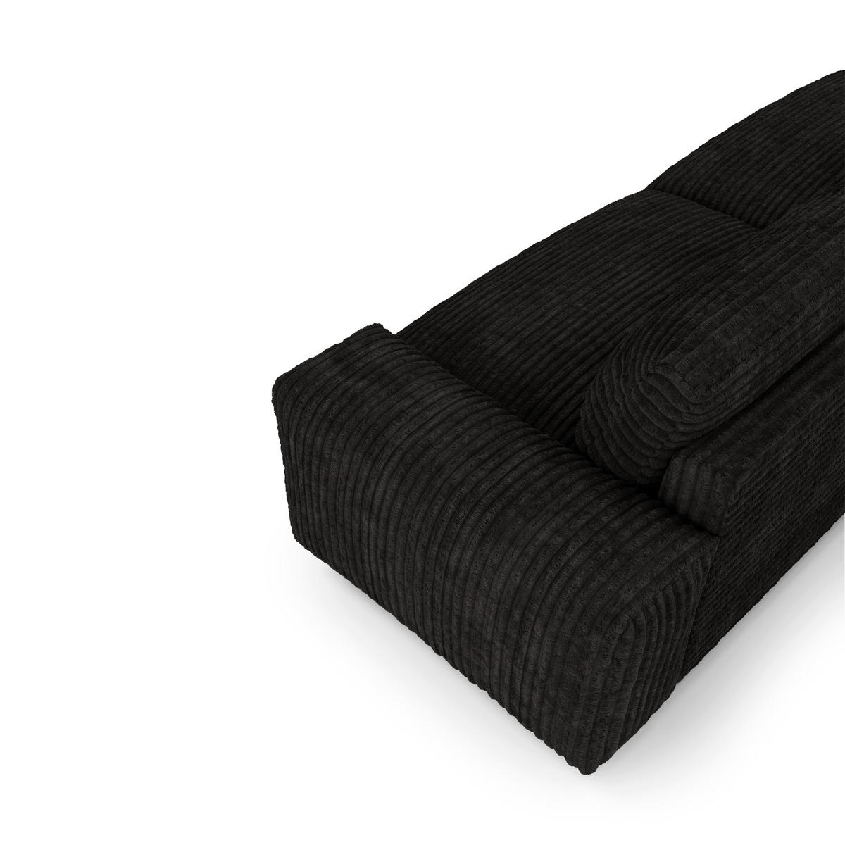 SOFA 3-SITZER Gerippter Samt XXL Schwarz 220cm - Schwarz, Textil (220/75/120cm) - Sia Home