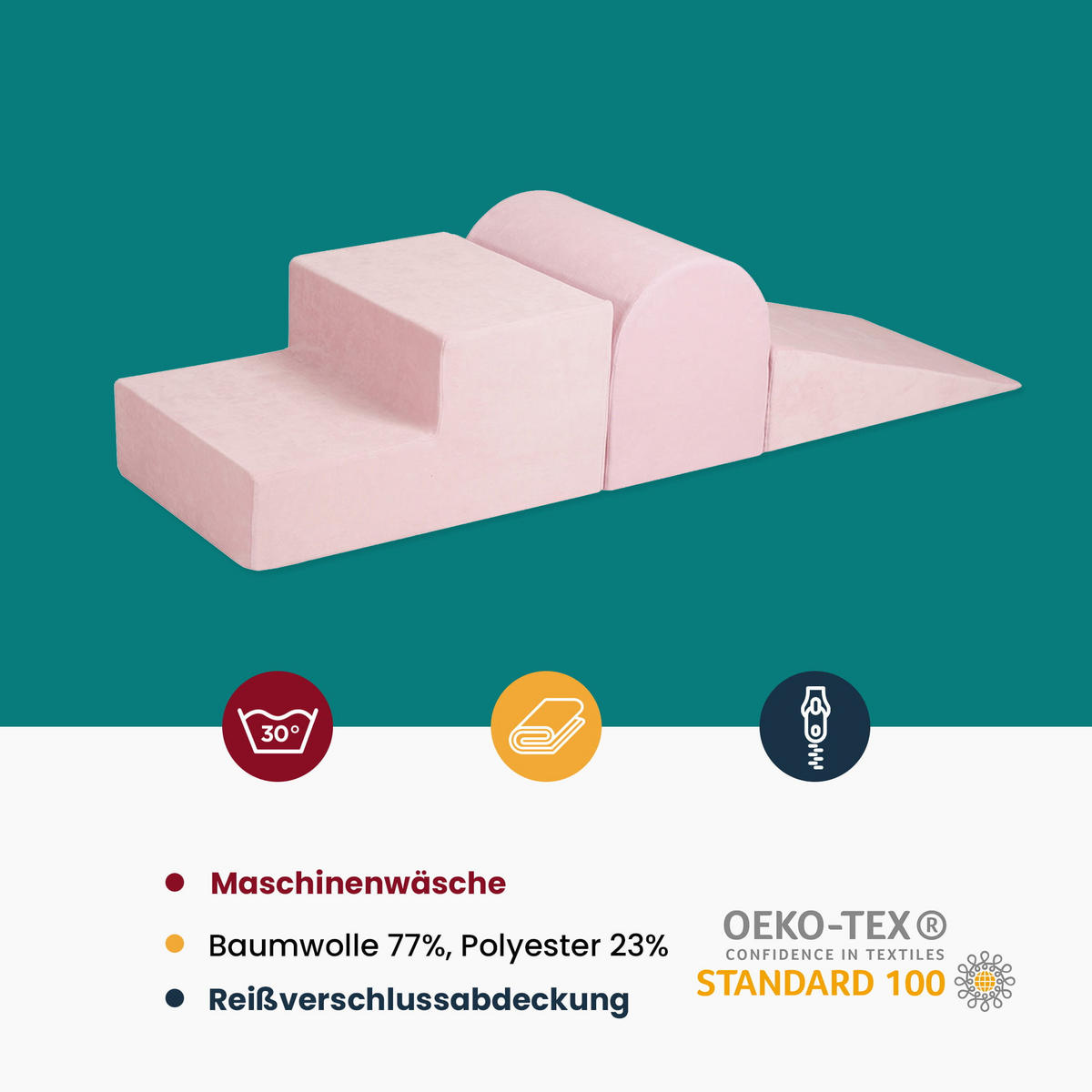 SCHAUMSTOFF-BAUSTEINE für Kinder, Samt, Marsala Rot - Rotbraun, Textil (145/30/145cm) - MeowBaby
