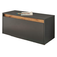 GARDEROBENBANK grau matt, Eiche Wotan 100 cm, Schuhbank mit Stauraum - Silberfarben/Eiche Wotan, Holzwerkstoff/Kunststoff (100/45/40cm) - Furn.Design
