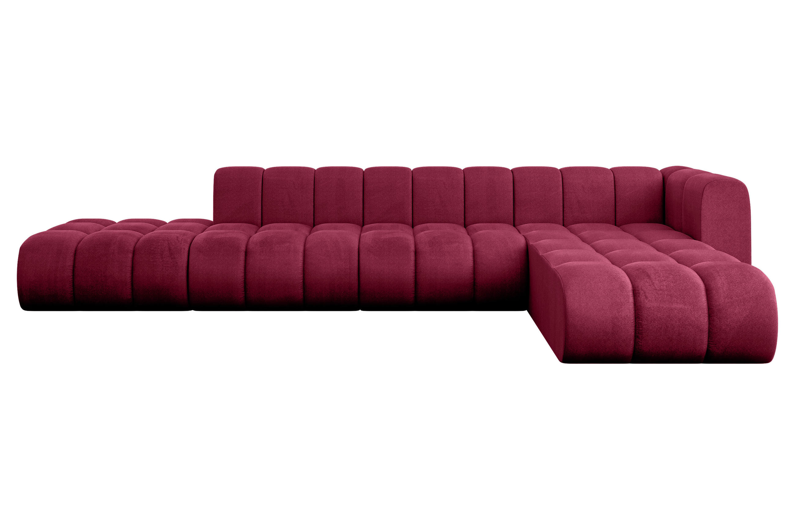 ECKSOFA modulares Sofa Zuvon-L2 - 387x177x70 cm Bordeauxrot - Bordeaux, Holzwerkstoff/Textil (387/177cm) - ALTDECOR