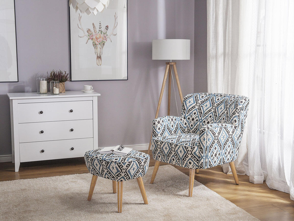 SESSEL Polsterbezug Bunt Tumba - Multicolor, Holz/Textil (74/85/66cm) - Beliani