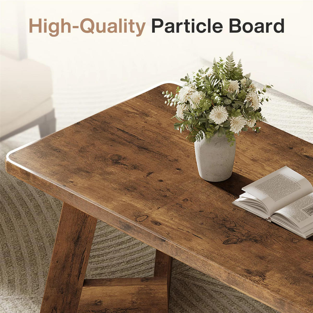 COUCHTISCH Landhaus 120 cm mit V-Beinen - Braun, Holz (60/120/51cm) - Kaket