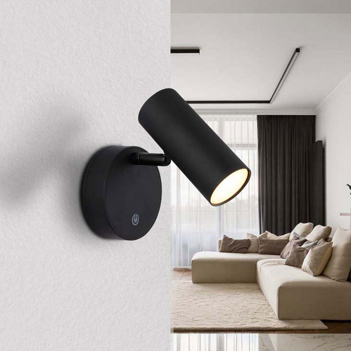 LED WANDLEUCHTE ALLVI Schwarz beweglich - Schwarz, Kunststoff (10/12.5/15cm) - Globo Lighting