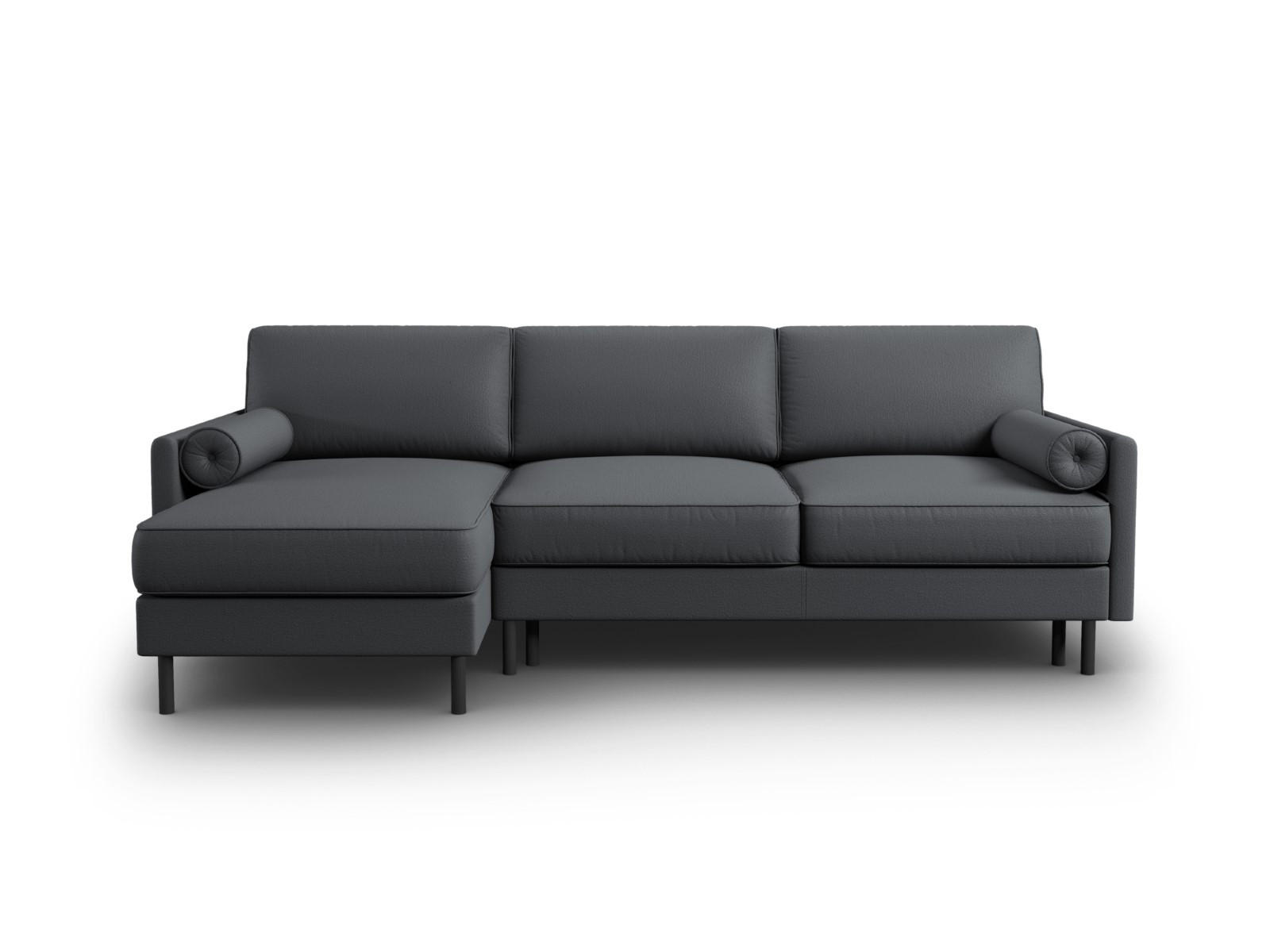 AUSKLAPPBARES-ECKSOFA links mit Container Scott aus strukturiertem Stoff dunkelgrau 5 Sitzplätze - Dunkelgrau, Textil (142/212cm) - Micadoni
