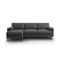 AUSKLAPPBARES-ECKSOFA links mit Container Scott aus strukturiertem Stoff dunkelgrau 5 Sitzplätze - Dunkelgrau, Textil (142/212cm) - Micadoni