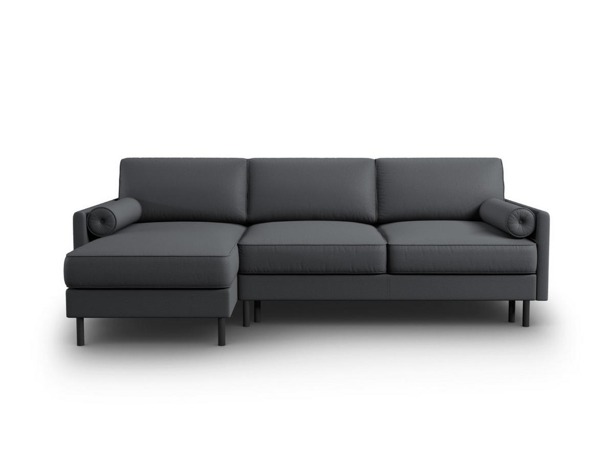 AUSKLAPPBARES-ECKSOFA links mit Container Scott aus strukturiertem Stoff dunkelgrau 5 Sitzplätze - Dunkelgrau, Textil (142/212cm) - Micadoni
