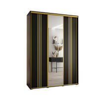 SCHWEBETÜRENSCHRANK 235,2/180/45 3-türig - Goldfarben/Schwarz, Holz/Metall (180/235/45cm) - Abiks Möbel