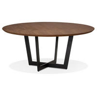 ESSTISCH Rund Holz Metallgestell Modern ZERANI, Braun 120x120x75 cm - Schwarz/Braun, Holz/Metall (120/120/75cm) - KADIMA DESIGN