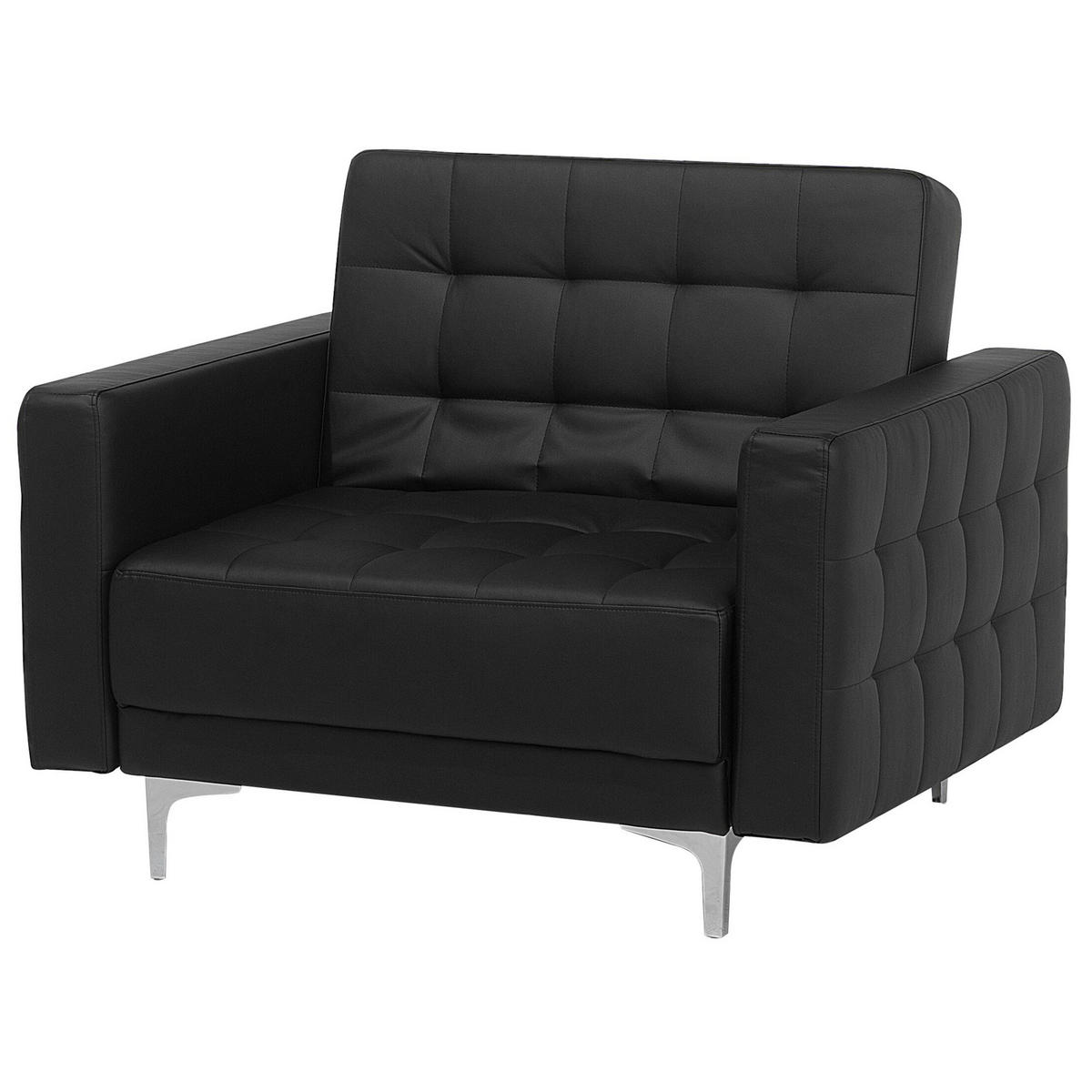 SESSEL Kunstleder schwarz Aberdeen - Silberfarben/Schwarz, Kunststoff/Textil (106/83/88cm) - Beliani