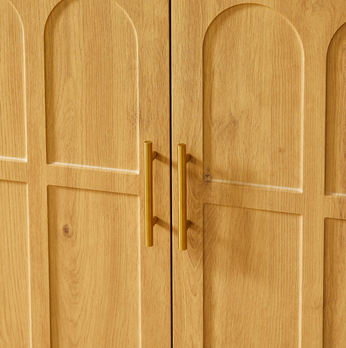 SIDEBOARD 169/40/80 cm in Natur mit geschwungenen Türen und verstellbaren Böden - Naturfarben, Holzwerkstoff (169/80/40cm) - Flora Grace