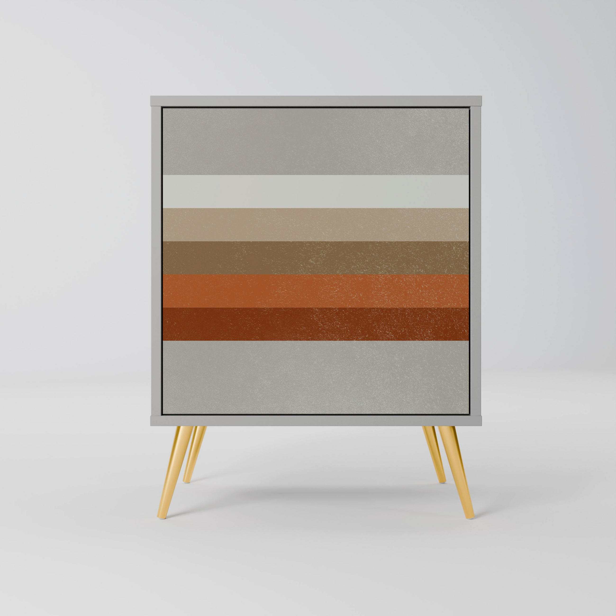 SIDEBOARD PECULIAR TRAIL, Grau, 57,5x42x75,5 cm, Goldfarbene Metallfüße - Goldfarben/Multicolor, Holzwerkstoff/Metall (57.5/75.5/42cm) - SpaceRebels