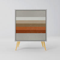 SIDEBOARD PECULIAR TRAIL, Grau, 57,5x42x75,5 cm, Goldfarbene Metallfüße - Goldfarben/Multicolor, Holzwerkstoff/Metall (57.5/75.5/42cm) - SpaceRebels