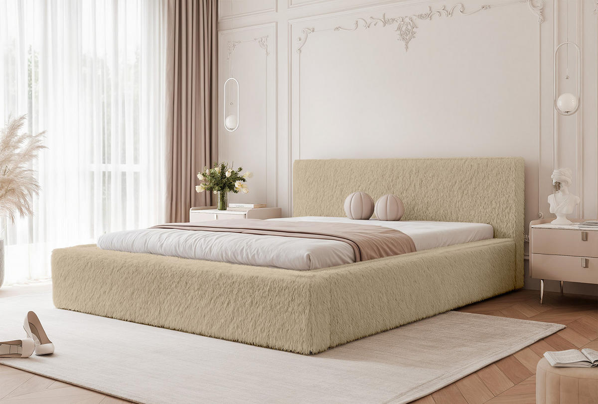 POLSTERBETT FLUMIA 180x200 cm, Beige - Beige, Textil (200/180cm) - Fedve