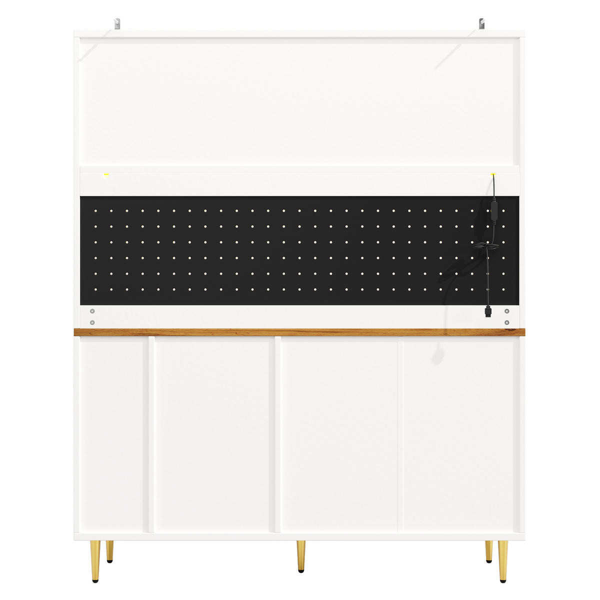 GESCHIRRSCHRANK aus MDF & Glas 145x39x171 cm in Weiß mit APP-LED - Weiß, Holzwerkstoff (145/171/39cm) - Modfu
