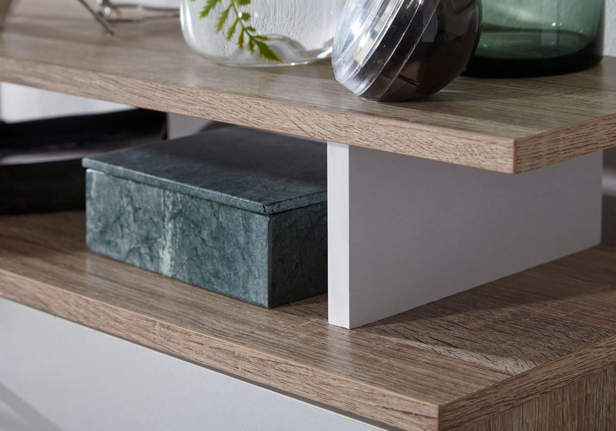 SCHUHKIPPER – Sonoma Eiche, 4 Fächer, großzügige Ablage, MDF-Holz - Beige, Holz (80/95/24cm) - KADIMA DESIGN